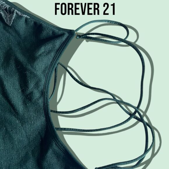 Preowned Forever 21 Green Thin Straps Crop Top Shirt - Small - Picture 4 of 6